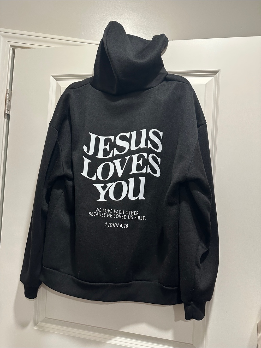 Black 'Jesus Loves You' Graphic Hoodie Sweater